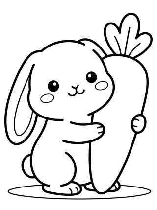 Conejito Tierno con Zanahoria para colorir Desenho de Conejito Tierno con Zanahoria para colorir e imprimir grátis