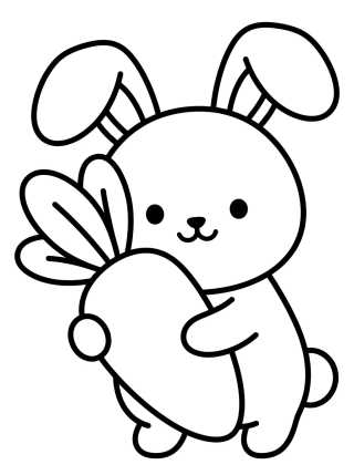 Conejito Lindo con Zanahoria para colorir Desenho de Conejito Lindo con Zanahoria para colorir e imprimir grátis