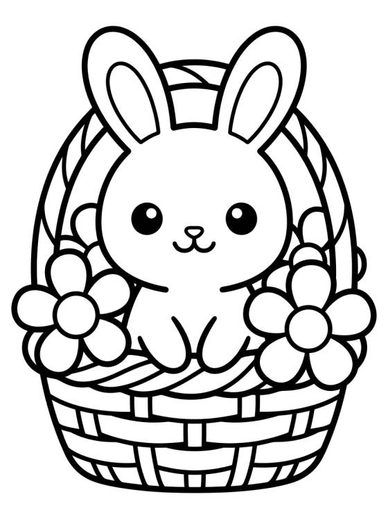 Conejito Tierno en Cesta de Flores para colorir Desenho de Conejito Tierno en Cesta de Flores para colorir e imprimir grátis