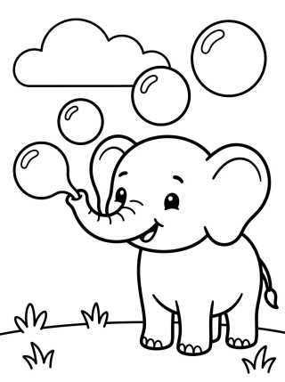 Elefantito Lanzando Burbujas de Jabón para colorir Desenho de Elefantito Lanzando Burbujas de Jabón para colorir e imprimir grátis