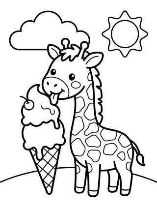 Jirafita Comiendo Helado para colorir Desenho de Jirafita Comiendo Helado para colorir e imprimir grátis