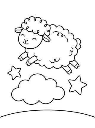 Ovejita Saltando Estrellas para colorir Desenho de Ovejita Saltando Estrellas para colorir e imprimir grátis