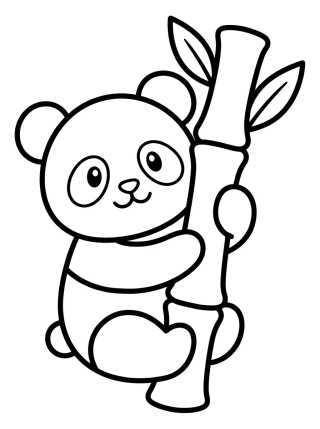 Panda Tierno Abrazando Bambú para colorir Desenho de Panda Tierno Abrazando Bambú para colorir e imprimir grátis