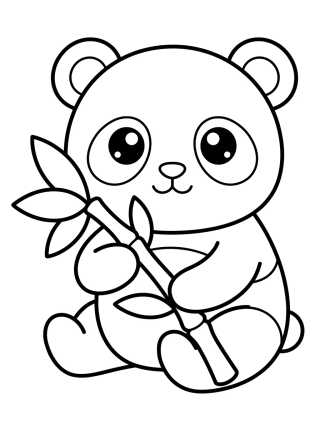 Panda Lindo con Bambú para colorir Desenho de Panda Lindo con Bambú para colorir e imprimir grátis