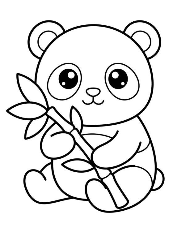 Panda Lindo con Bambú para colorir Desenho de Panda Lindo con Bambú para colorir e imprimir grátis