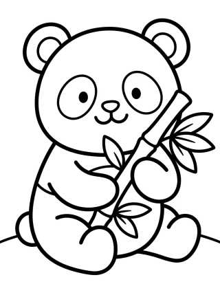 Pandita Tierno Comiendo Bambú para colorir Desenho de Pandita Tierno Comiendo Bambú para colorir e imprimir grátis