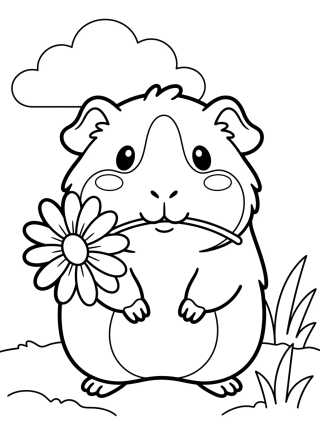 Cuy con Flor para colorir Desenho de Cuy con Flor para colorir e imprimir grátis
