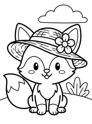 Zorrito con Sombrero de Paja para colorir Desenho de Zorrito con Sombrero de Paja para colorir e imprimir grátis