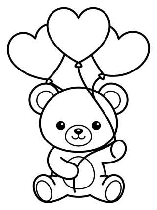 Osito con Globos de Corazón para colorir Desenho de Osito con Globos de Corazón para colorir e imprimir grátis