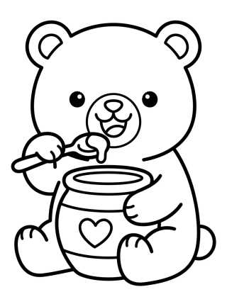 Osito Lindo Comiendo Miel para colorir Desenho de Osito Lindo Comiendo Miel para colorir e imprimir grátis