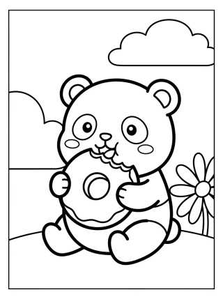 Oso Panda Comiendo Dona para colorir Desenho de Oso Panda Comiendo Dona para colorir e imprimir grátis