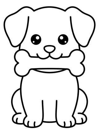 Perrito Cariñoso con Hueso para colorir Desenho de Perrito Cariñoso con Hueso para colorir e imprimir grátis