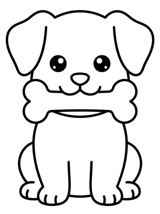 Perrito Cariñoso con Hueso para colorir Desenho de Perrito Cariñoso con Hueso para colorir e imprimir grátis