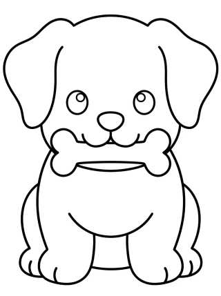 Perrito Tierno con Huesito para colorir Desenho de Perrito Tierno con Huesito para colorir e imprimir grátis