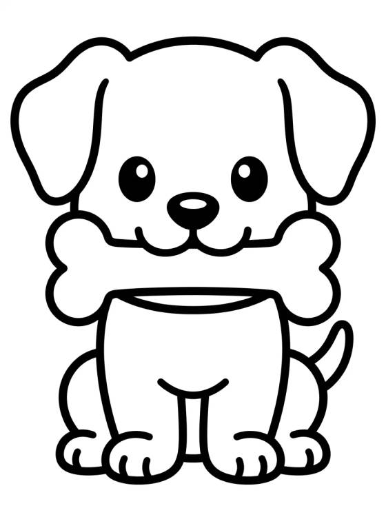 Perrito Lindo con Hueso para colorir Desenho de Perrito Lindo con Hueso para colorir e imprimir grátis