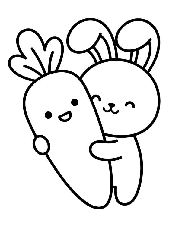Conejito Kawaii con Zanahoria para colorir Desenho de Conejito Kawaii con Zanahoria para colorir e imprimir grátis
