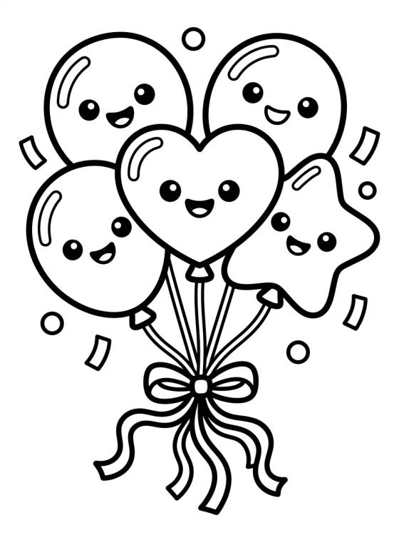 Globos de Fiesta Sonrientes para colorir Desenho de Globos de Fiesta Sonrientes para colorir e imprimir grátis