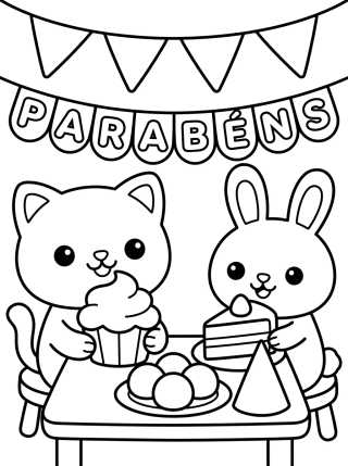 Animalitos en Fiesta de Cumpleaños para colorir Desenho de Animalitos en Fiesta de Cumpleaños para colorir e imprimir grátis
