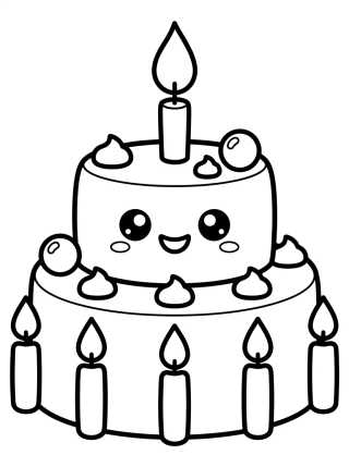 Pastel de Cumpleaños Tierno para colorir Desenho de Pastel de Cumpleaños Tierno para colorir e imprimir grátis