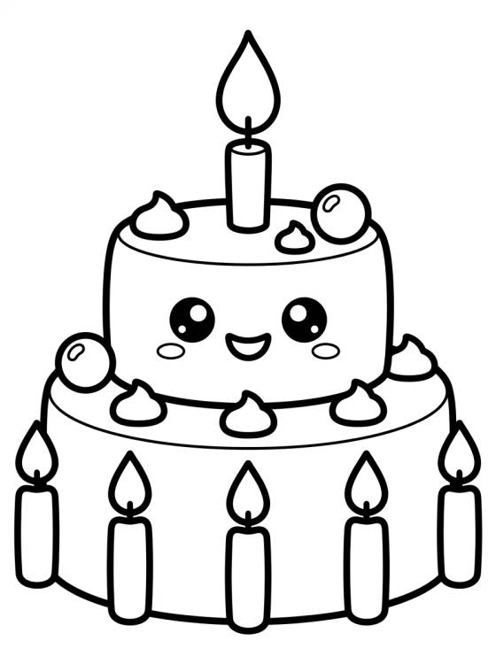 Pastel de Cumpleaños Tierno para colorir Desenho de Pastel de Cumpleaños Tierno para colorir e imprimir grátis