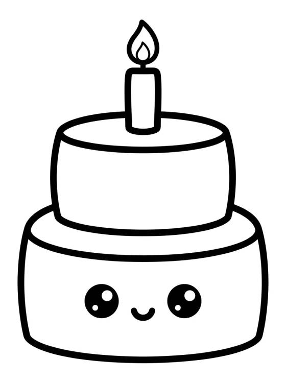 Pastel de Cumpleaños Tierno con Velita para colorir Desenho de Pastel de Cumpleaños Tierno con Velita para colorir e imprimir grátis