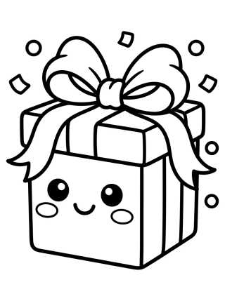 Caja de Regalo Kawaii para colorir Desenho de Caja de Regalo Kawaii para colorir e imprimir grátis