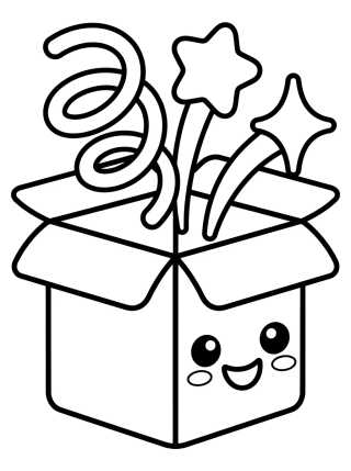 Caja de Regalo Sorpresa Kawaii para colorir Desenho de Caja de Regalo Sorpresa Kawaii para colorir e imprimir grátis