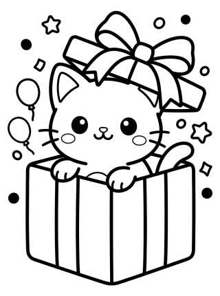 Gatito Sorpresa en la Caja para colorir Desenho de Gatito Sorpresa en la Caja para colorir e imprimir grátis