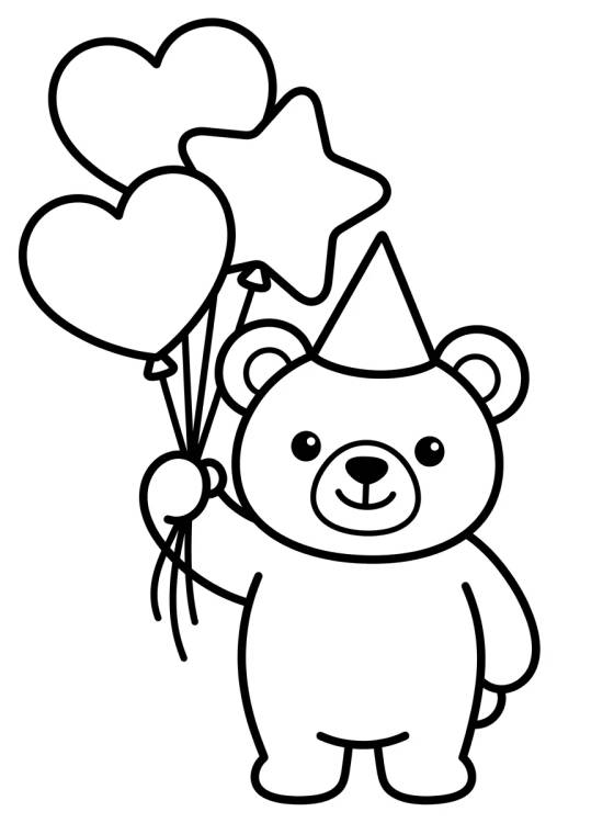 Osito con Globos de Fiesta para colorir Desenho de Osito con Globos de Fiesta para colorir e imprimir grátis