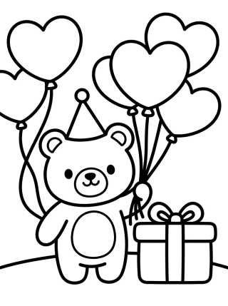 Osito con Globos de Fiesta para colorir Desenho de Osito con Globos de Fiesta para colorir e imprimir grátis