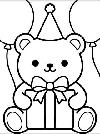 Osito con Regalo de Cumpleaños para colorir Desenho de Osito con Regalo de Cumpleaños para colorir e imprimir grátis