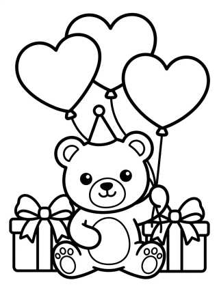 Osito con Regalos y Globos para colorir Desenho de Osito con Regalos y Globos para colorir e imprimir grátis