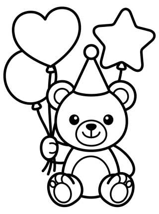 Osito Tierno con Globos de Fiesta para colorir Desenho de Osito Tierno con Globos de Fiesta para colorir e imprimir grátis