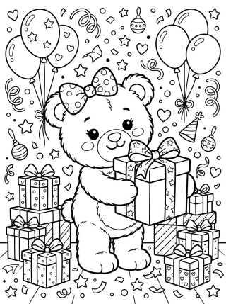 Osito Lindo con Cajas de Regalo para colorir Desenho de Osito Lindo con Cajas de Regalo para colorir e imprimir grátis