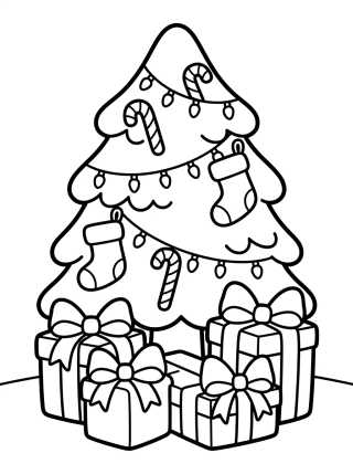 Árbol de Navidad Lleno de Regalos para colorir Desenho de Árbol de Navidad Lleno de Regalos para colorir e imprimir grátis