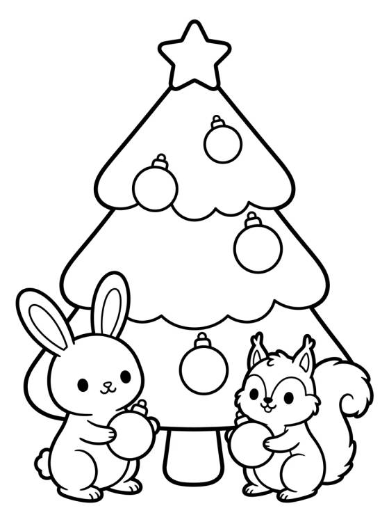 Árbol de Navidad con Animalitos del Bosque para colorir Desenho de Árbol de Navidad con Animalitos del Bosque para colorir e imprimir grátis