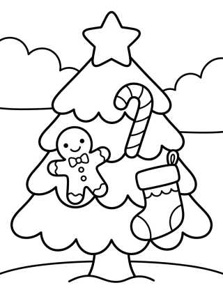 Árbol de Navidad con Hombre de Jengibre para colorir Desenho de Árbol de Navidad con Hombre de Jengibre para colorir e imprimir grátis