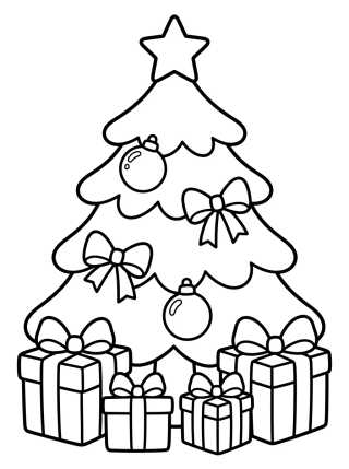 Árbol de Navidad con Regalos y Lazos para colorir Desenho de Árbol de Navidad con Regalos y Lazos para colorir e imprimir grátis