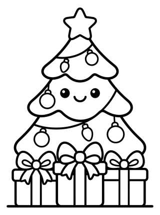 Árbol de Navidad con Regalos Tiernos para colorir Desenho de Árbol de Navidad con Regalos Tiernos para colorir e imprimir grátis