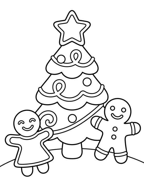 Árbol de Navidad de Galleta Gingerbread para colorir Desenho de Árbol de Navidad de Galleta Gingerbread para colorir e imprimir grátis