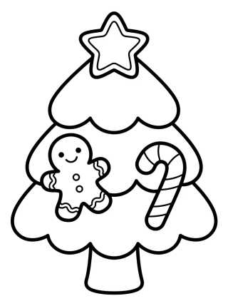 Árbol de Navidad de Dulces y Galletas para colorir Desenho de Árbol de Navidad de Dulces y Galletas para colorir e imprimir grátis