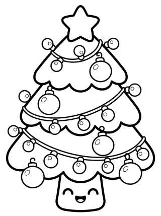 Árbol de Navidad Decorado con Luces Luces para colorir Desenho de Árbol de Navidad Decorado con Luces Luces para colorir e imprimir grátis