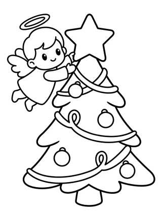 Árbol de Navidad Decorado por Angelito Tierno para colorir Desenho de Árbol de Navidad Decorado por Angelito Tierno para colorir e imprimir grátis