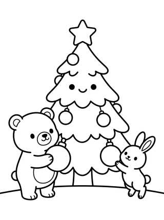 Árbol de Navidad de los Animales del Bosque para colorir Desenho de Árbol de Navidad de los Animales del Bosque para colorir e imprimir grátis
