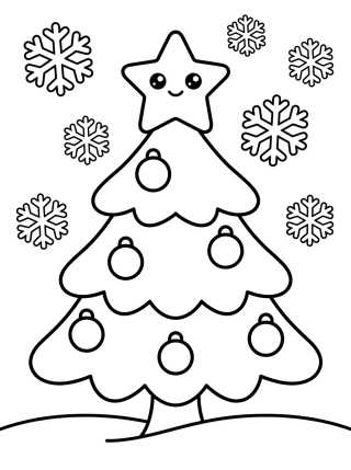 Árbol de Navidad Sencillo con Nieve para colorir Desenho de Árbol de Navidad Sencillo con Nieve para colorir e imprimir grátis