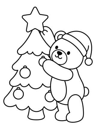 Osito Decorando el Árbol de Navidad para colorir Desenho de Osito Decorando el Árbol de Navidad para colorir e imprimir grátis