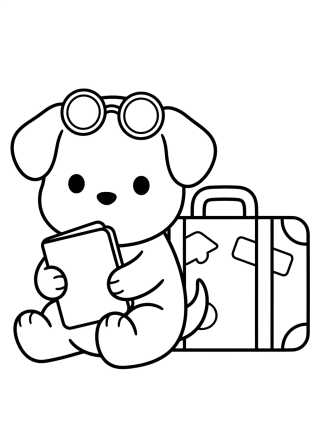 Perrito con Maleta Lista para colorir Desenho de Perrito con Maleta Lista para colorir e imprimir grátis