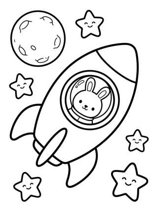 Conejito Astronauta en el Cohete para colorir Desenho de Conejito Astronauta en el Cohete para colorir e imprimir grátis