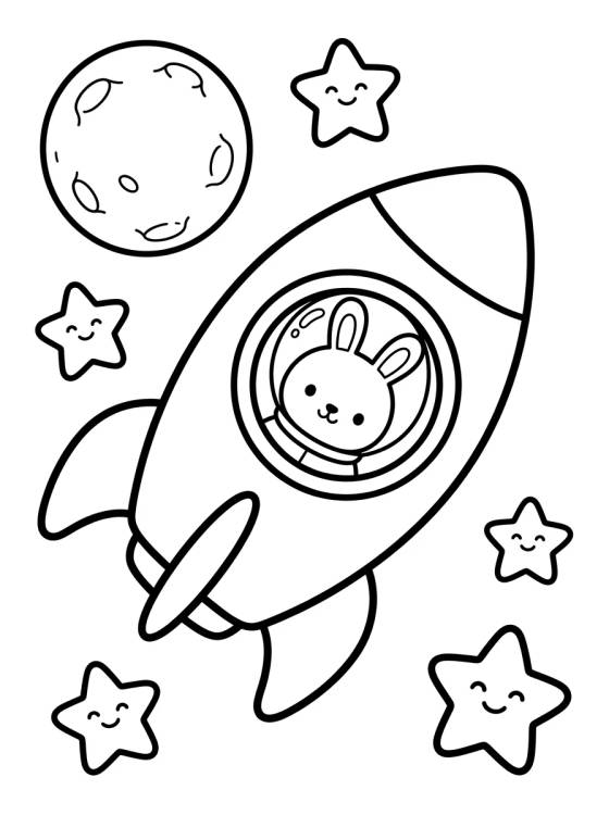 Conejito Astronauta en el Cohete para colorir Desenho de Conejito Astronauta en el Cohete para colorir e imprimir grátis