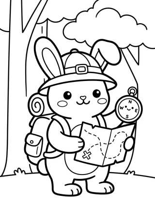 Conejito Explorador con Mapa para colorir Desenho de Conejito Explorador con Mapa para colorir e imprimir grátis